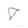 CONE DANGLE BEZEL CZ DANGLE CHAIN TOP 316L SURGICAL STEEL THREADLESS (PUSH IN ) LABRET SET